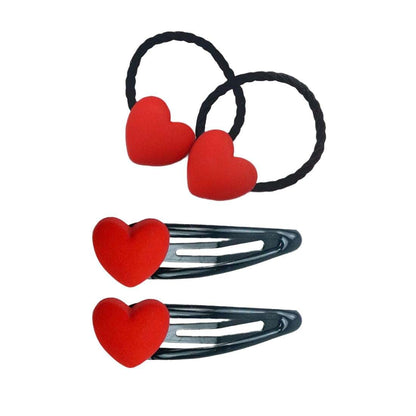 JustMyDress Valentine's Day Red Headband Bow Hair Clips Set for Baby Girls, 4 Pcs