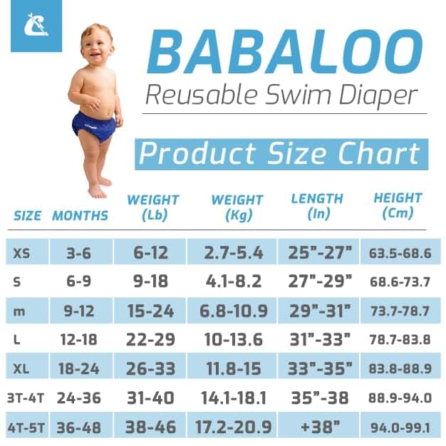 Cressi Babaloo Reusable Swim Diaper, Toddler 3T-4T 22-38 lbs, UV 50+ UPF, Unisex