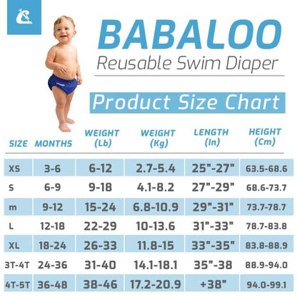Cressi Babaloo Reusable Swim Diaper, Toddler 3T-4T 22-38 lbs, UV 50+ UPF, Unisex