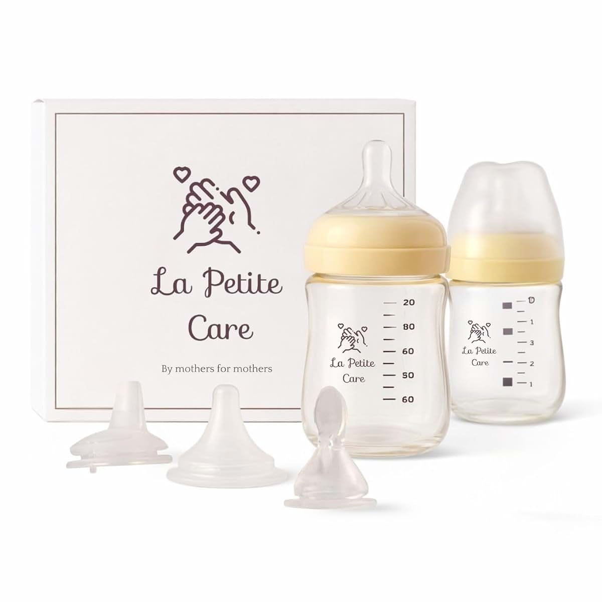 La Petite Care Glass Baby Bottle Set with Anti-Colic Vent System, 2 Pack