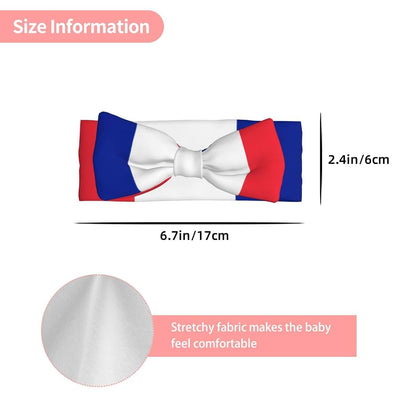 French Flag Print Baby Bow Headband for Newborns & Infants