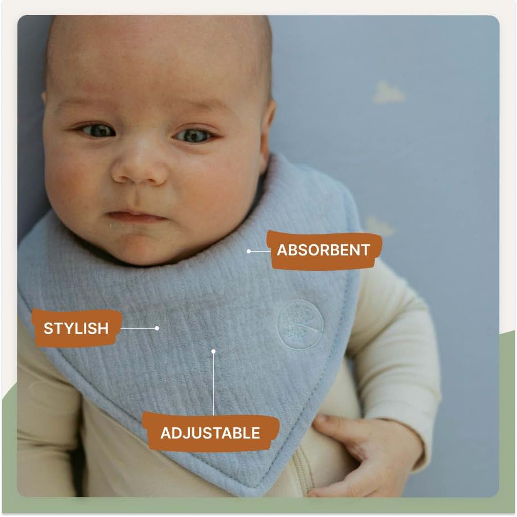 The Good Baby Parker Baby Co. Soft Muslin Bandana Bibs for Baby, 4-Pack | Absorbent cotton muslin bibs for feeding (photo 3)