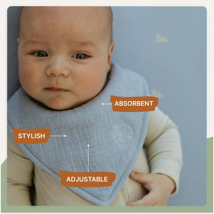 The Good Baby Parker Baby Co. Soft Muslin Bandana Bibs for Baby, 4-Pack | Absorbent cotton muslin bibs for feeding (photo 3)