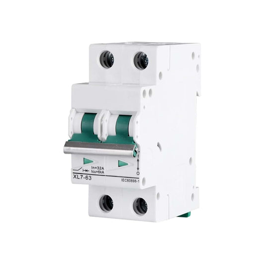 QZLIBEFUD XL7-63 2P Solar DC MCB Circuit Breaker 10A 16A 20 32 40 50 63Amp for PV Solar System(2P 500V,63A)