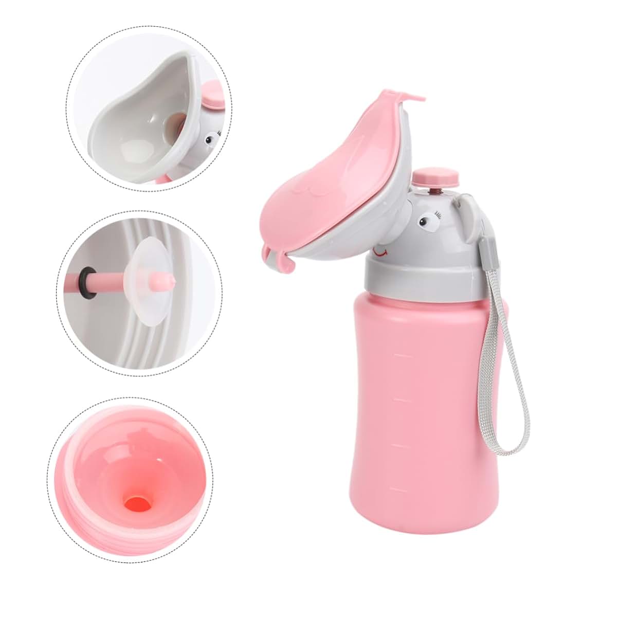 BabyOneStop Portable Car Urinal for Kids Pink Travel Potty Bottle with Leak-Proof PP Design