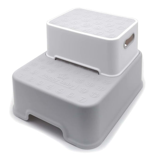 XKMT- Gray Kid,Baby,Toddler Double Up 2 Step Stool Anti-Slip Sturdy Two Step Stool For Potty Training, Bathroom