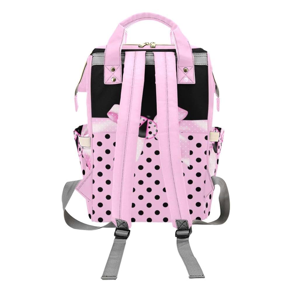 NZOOHY Personalized Diaper Backpack Pink Bow Ladybird Custom Name Multi Function Diaper Bag Travel Daypack Nursing (photo 2)