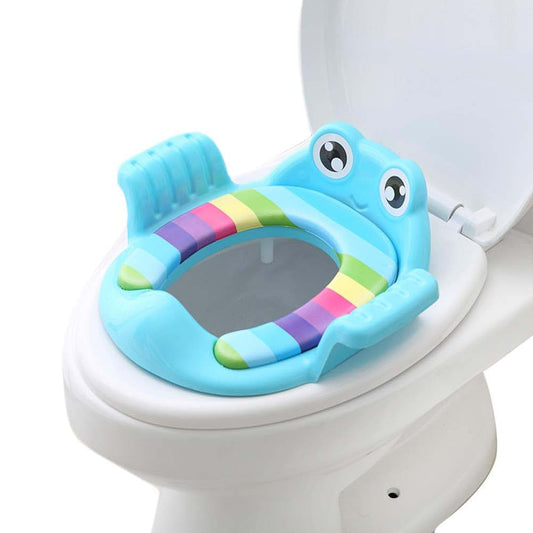 Aqur2020 Children's Potty Training Toilet Seat with Adjustable Footrest, Blue