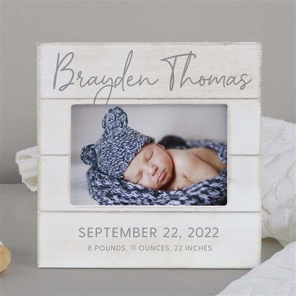 Personalization Universe Simple and Sweet Baby Shiplap 4x6 Horizontal Picture Frame
