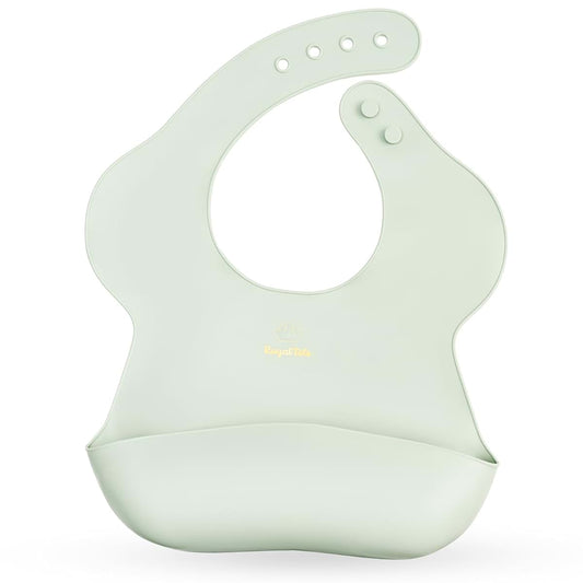 RoyalTots Baby Bibs for Eating - Silicone bibs for babies 6-12 months & more | BFA-Free Drool Bibs for drooling and