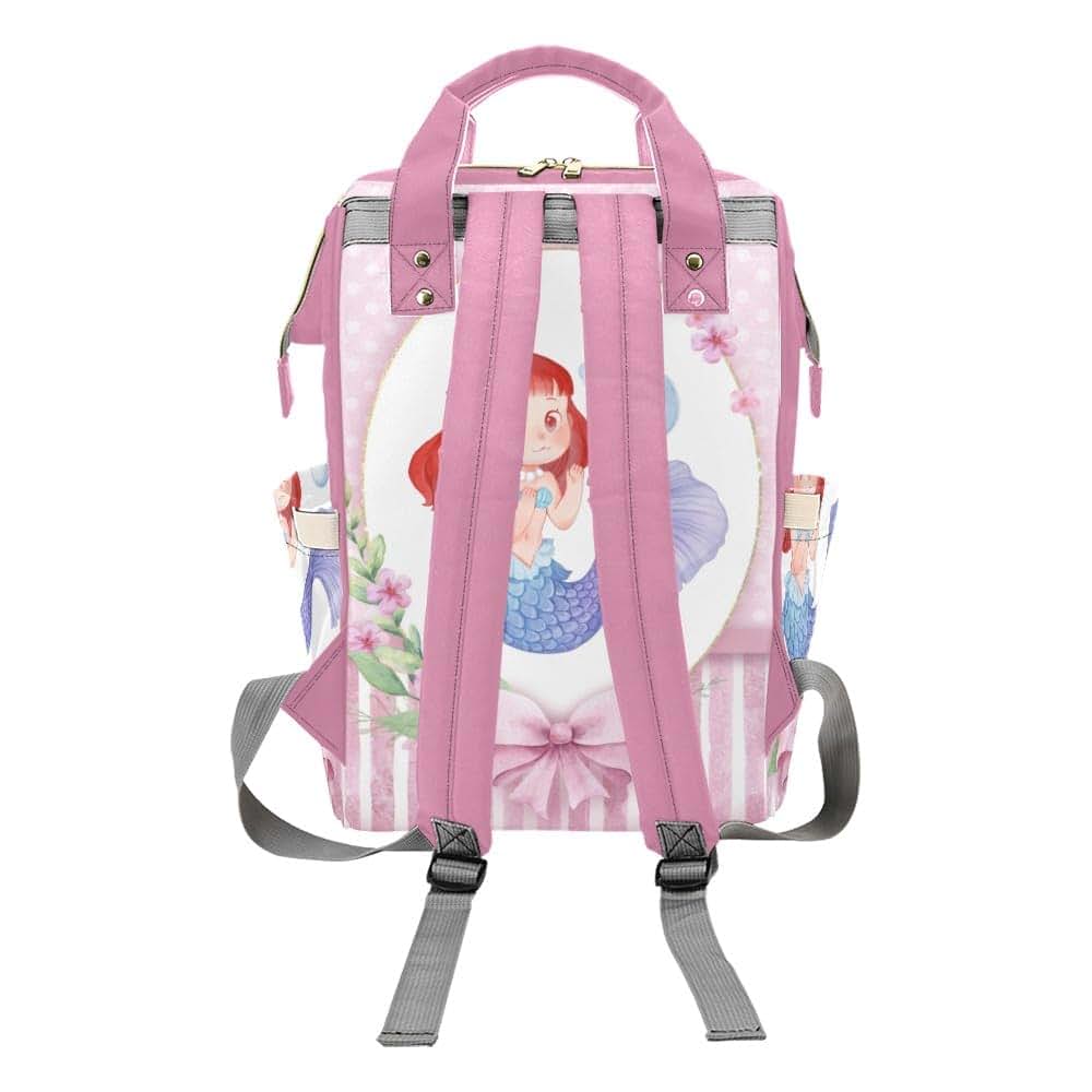 YallLocoMo Personalized Diaper Bag Backpack Pink Floral Mermaid (photo 2)