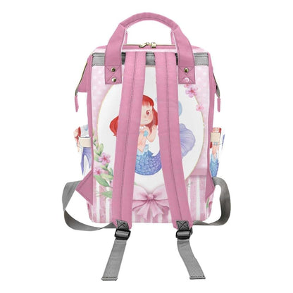 YallLocoMo Personalized Diaper Bag Backpack Pink Floral Mermaid (photo 2)