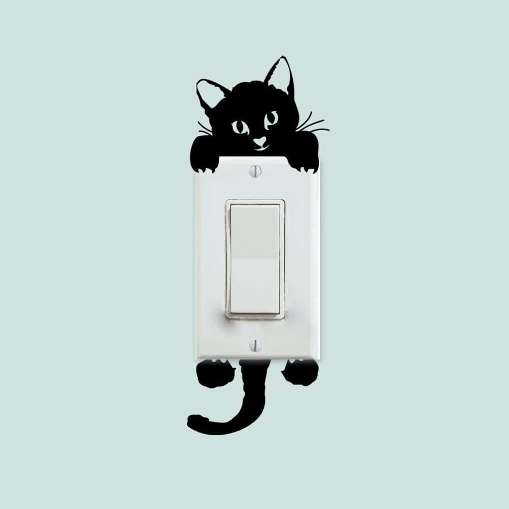 Popigist Little Black Cat Light Switch Decals, 2-Piece Set