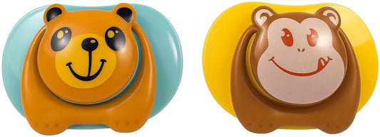 Kind Crane Cartoon Animal Baby Toddler & Children Natural Shaped Orthodontic Pacifier/Binky (Monkey and Bear Variety