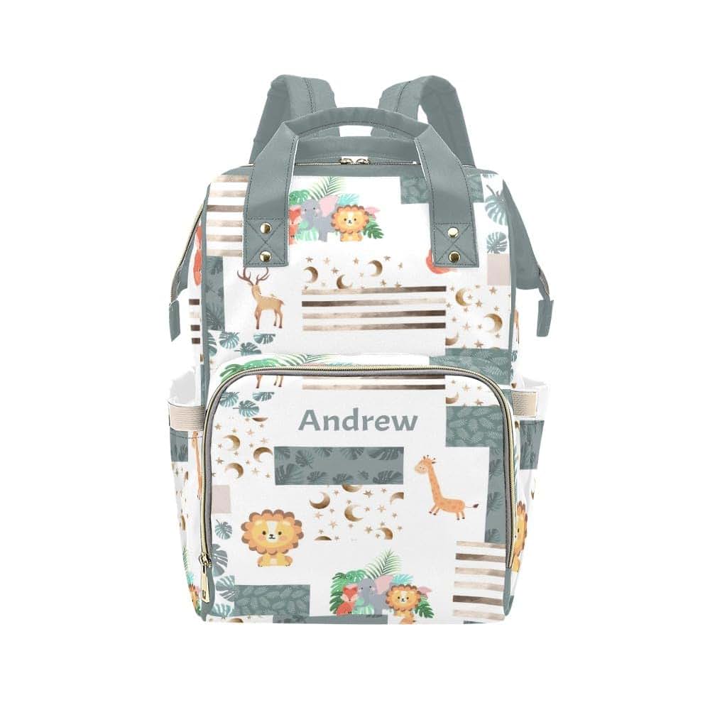 YallLocoMo Personalized Jungle Animal Diaper Bag Backpack Large Capacity