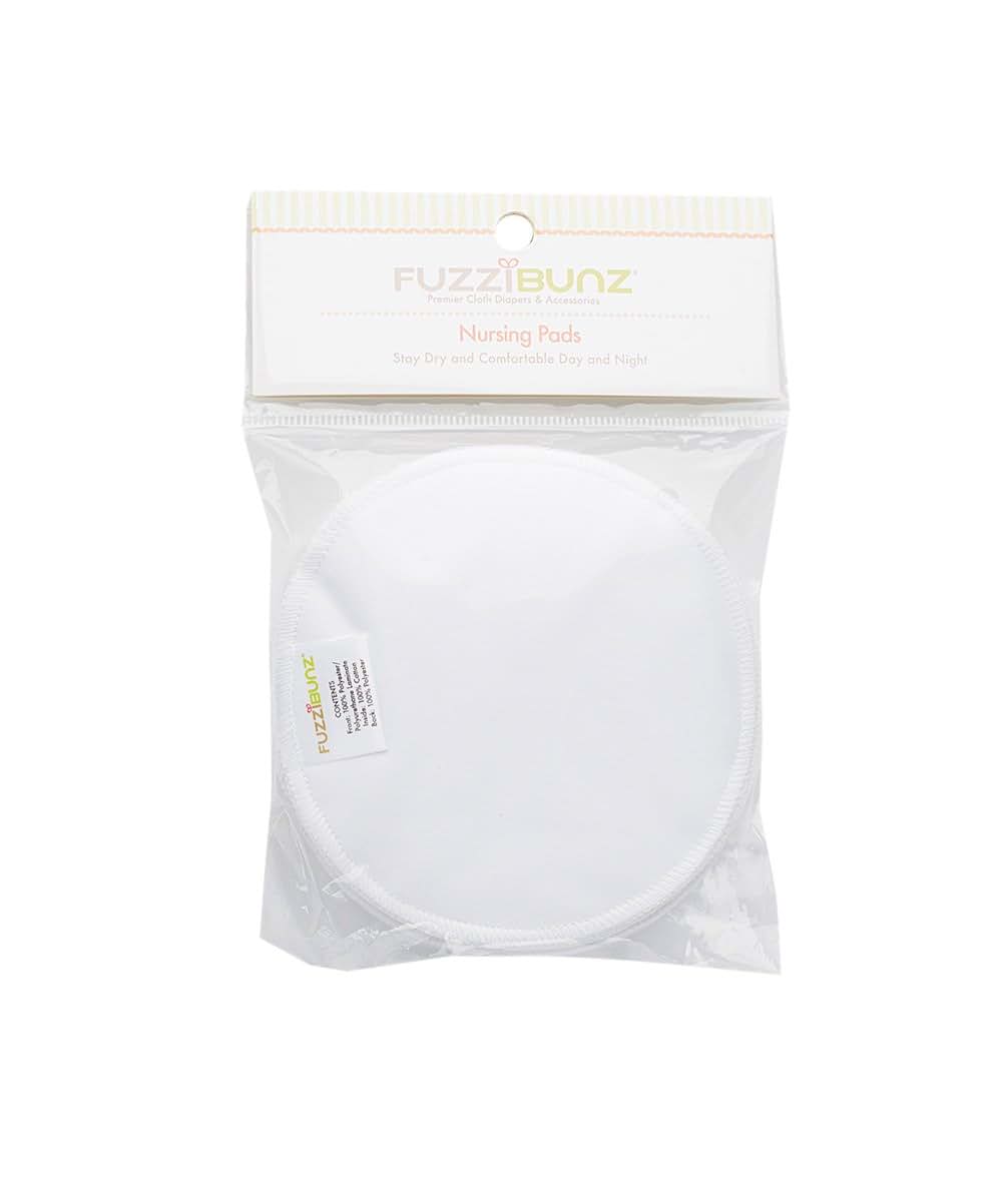 FuzziBunz Breast Pads, White, 6 Pack with Fleece Liner and Cotton Flannel