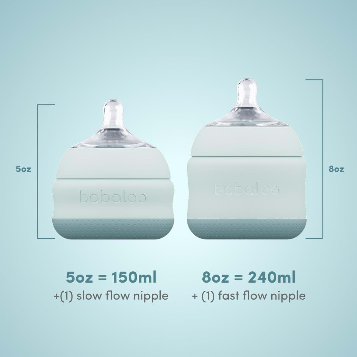 Babaloo Baby-Led Silicone Baby Bottle, Airless, 8oz Bleu (photo 4)