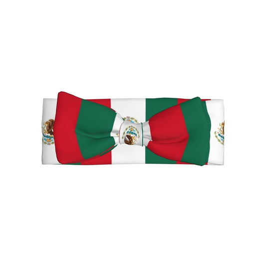 WARDRGU Flag Of Mexico Baby Bow Headband, Soft And Skin-Friendly, Elastic Hair Accessory, Suitable For Newborns
