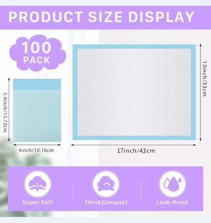 BabyOneStop Piemeet Disposable Changing Pads, 100 Pack, 13 x 17 Inch
