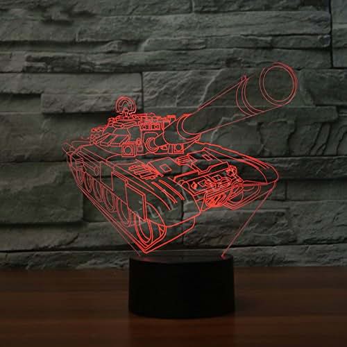 Jinnwell 3D Tank Night Light Lamp Optical Illusion Night Light 7 Color Changing Touch Switch Table Desk Decoration (photo 2)
