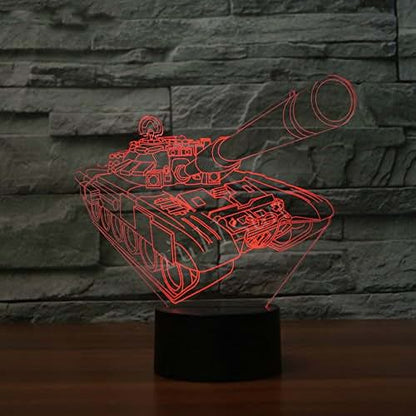 Jinnwell 3D Tank Night Light Lamp Optical Illusion Night Light 7 Color Changing Touch Switch Table Desk Decoration (photo 2)