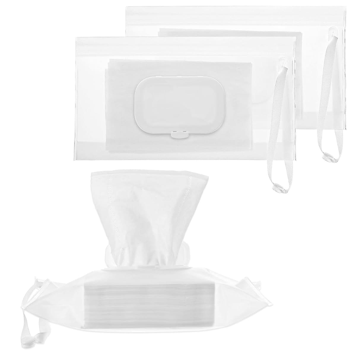 JIYIN Portable Wet Wipe Pouch Dispenser 3 Pcs Clear Wipe Holder