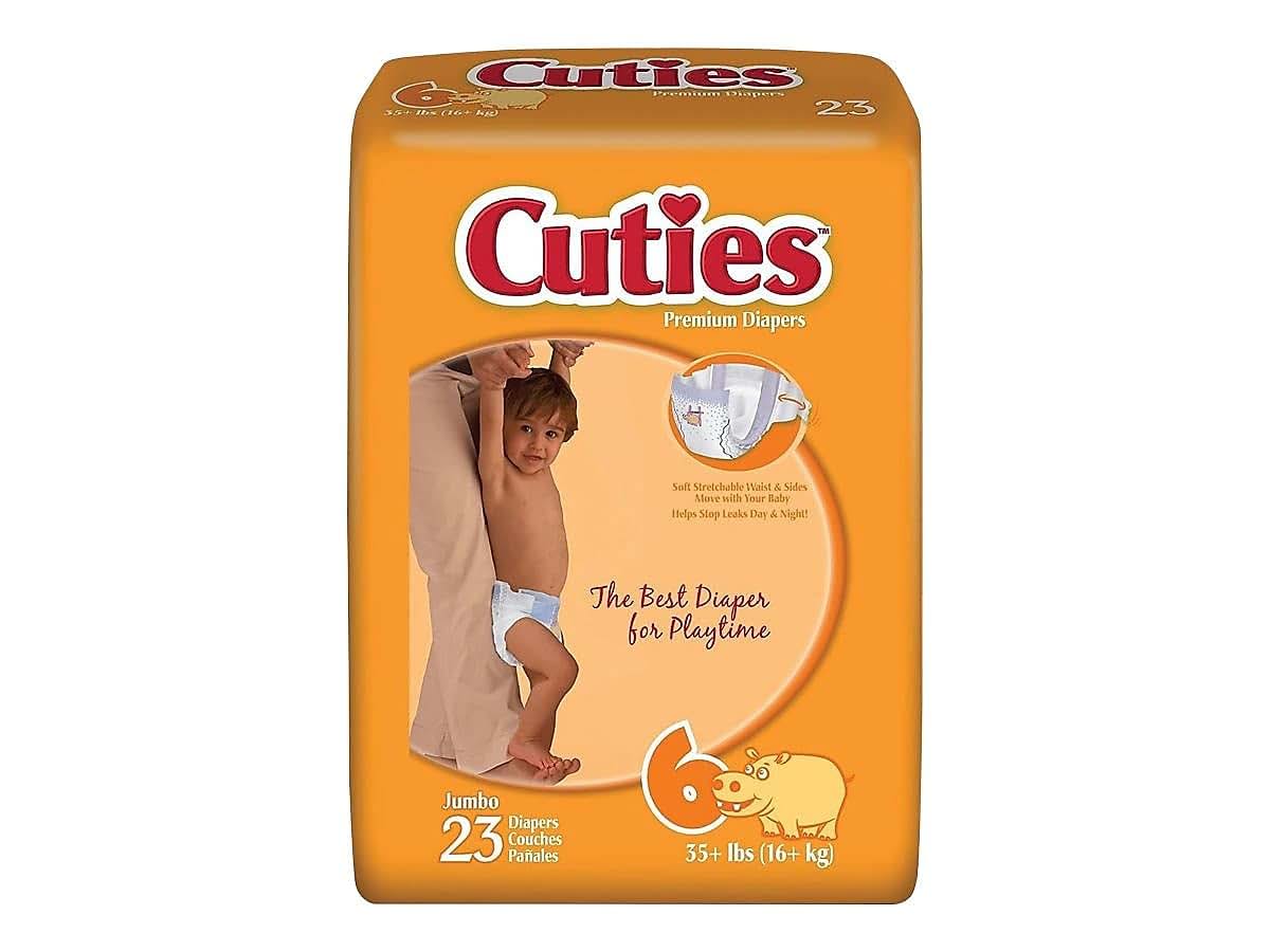 Cuties Premium Jumbo Diapers Size 6, 92 Count