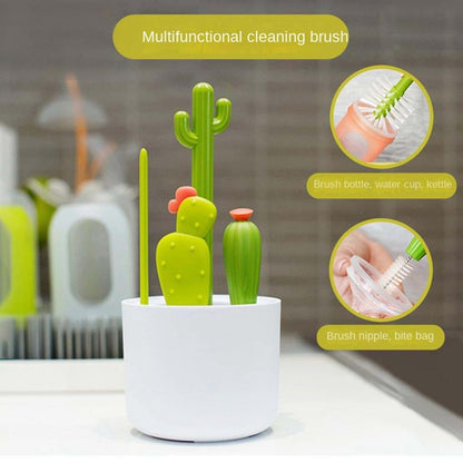 Geynutaly Cactus Bottle Brush Cleaning Set, Green and White (photo 2)