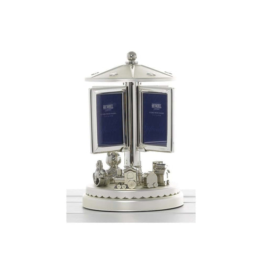 Shudehill Giftware Teddy Roundabout Revolving Silver Musical Nursery Photo Frame
