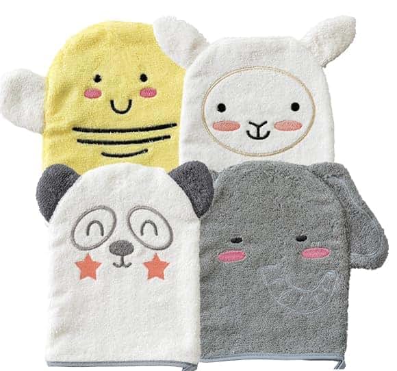 Idea Liftoff Baby Wash Cloth Bath Mits, 4 Count Assorted Colors (photo 3)