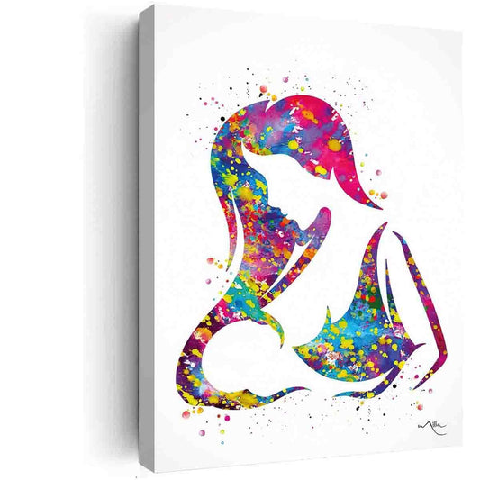 DAVUD Boho Chic Bedroom Decor,Breastfeeding Mother Watercolor Print Mom Newborn Doula Pregnancy Gift Obstetrician