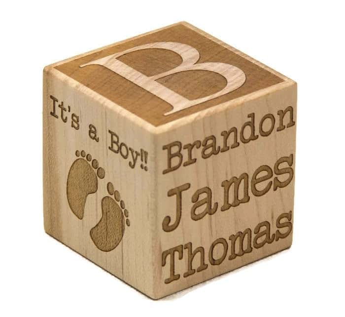 Little Wooden Wonders Personalized Wooden Baby Block 3 Inch
