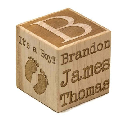 Little Wooden Wonders Personalized Wooden Baby Block 3 Inch