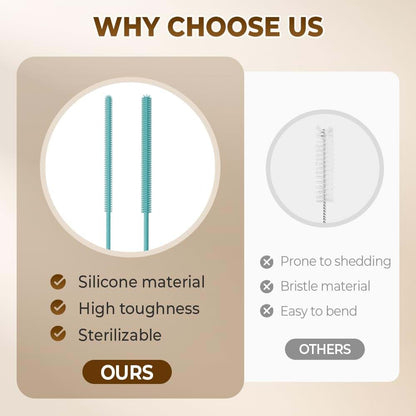 Flexible Silicone Straw Cleaning Brush Set for Bottles and Cups