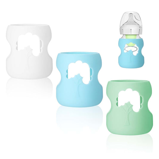 Qiuruoo 3 Pack Silicone Sleeves for Dr. Brown Glass Baby Bottles, Drop Safe Silicone Sleeve for Dr. Brown Wide Neck