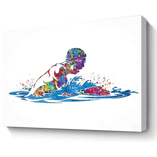 MBARE Watercolor Wall Art Decor,Swimmer Boy Watercolor Print Male Swimmer Art Gift Art Housewarming Swimming Wall Decor