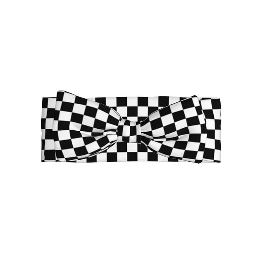 FoRes Black and white checkered Baby Bow Headband - Soft Bows Hair Accessories for Baby - Angel Princess Hairband
