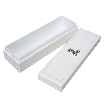 Modali Baby First Year Birth Certificate Keepsake Holder Fine Leather Box with Silver-Plated Bear Cub 9x3"
