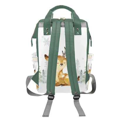 YallLocoMo Custom Name Diaper Bag Backpack Gift Watercolor Forest Deer Multifunction Travel Backpack Nappy Bag Daypack (photo 2)