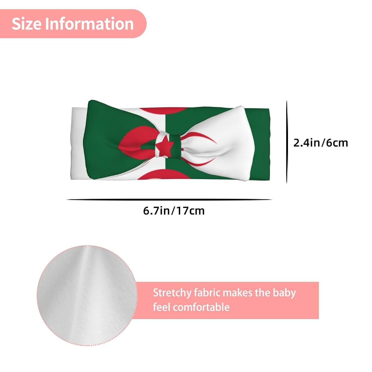 WBQLSL Flag of Algeria Bow Hairband for 0-6 Months Baby Decorative Headband