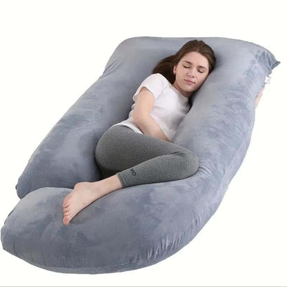 Dreamy Pillows J-Shaped Pregnancy Pillow With Mint Green Jersey Cover