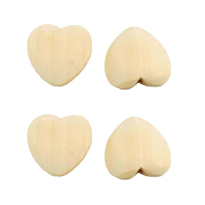 Alenybeby 20pcs Natural 20mm Unfinished Wood Heart Beads for DIY Crafts