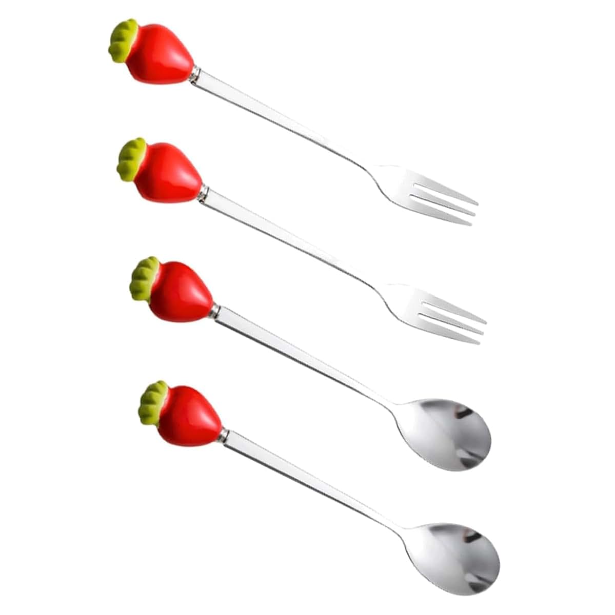 EliteBloom Cutlery Set 2/4 Pcs Knife Fork Spoon Stainless Steel Dinner Forks Strawberry Cup Flatware Set Creative