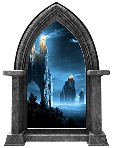 Stickit Graphix Castle Scape Beacons In The Night Granite 24 Inch 3D Window Wall Decal