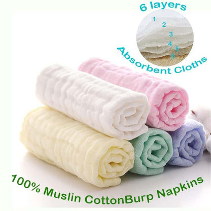 Olivok Muslin Baby Burp Cloths, 6-Layer Cotton Feeding Wipes, Pack Of 5 (photo 2)