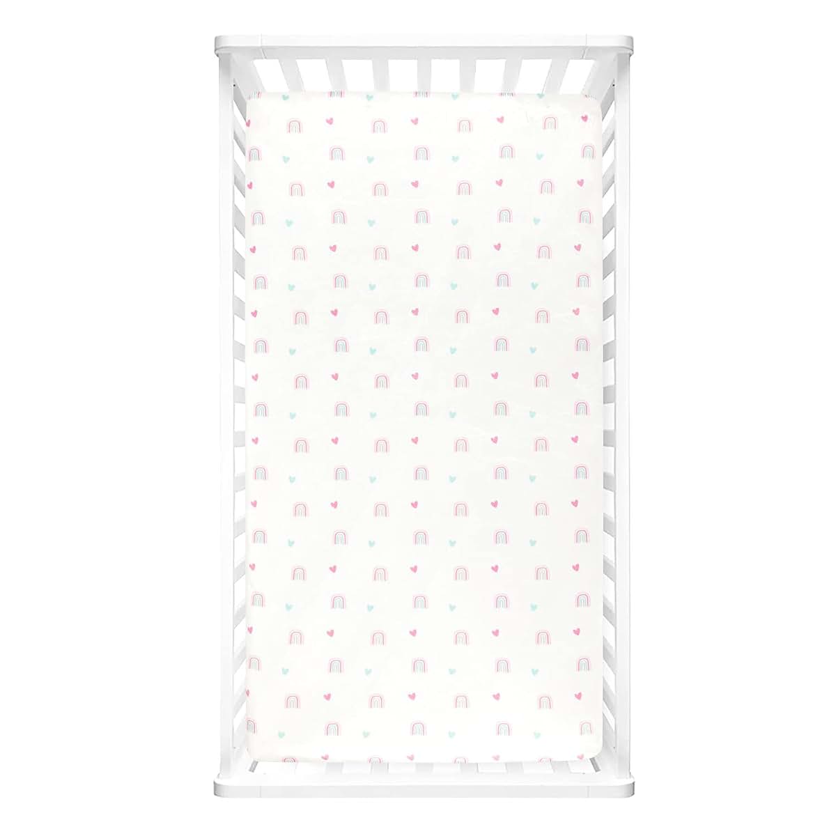 Lush Decor Llama Love Rainbow Soft Plush Fitted Crib Sheet Pink (photo 2)