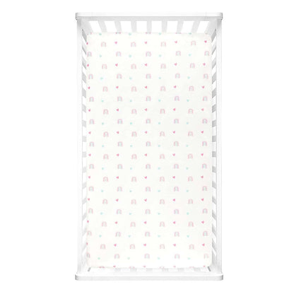 Lush Decor Llama Love Rainbow Soft Plush Fitted Crib Sheet Pink (photo 2)