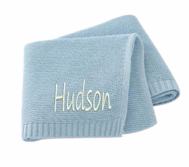 ZoikoM Personalized Knit Baby Blanket | Embroidery Gift for Baby Shower | Stroller Blanket | Monogrammed Newborn Baby