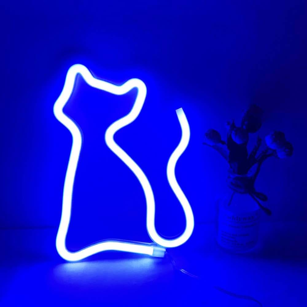 BabyOneStop Blue Cat Neon Light Wall Decor