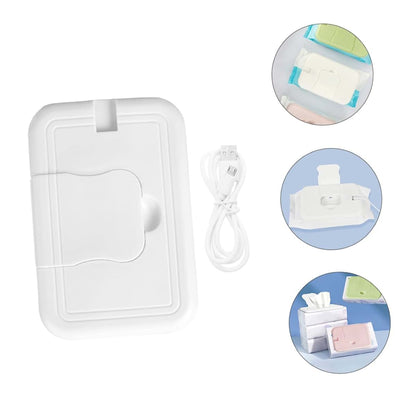 KOMBIUDA Wipe Warmer Dispenser Case With USB Cable, ABS And Aluminum Alloy, White